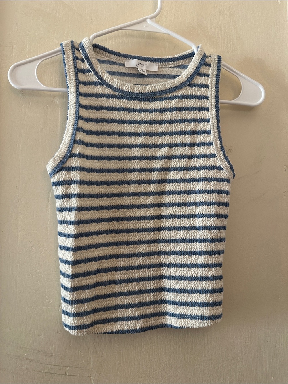 Striped Terry Knit Tank Top - Blue & Cream by Joie